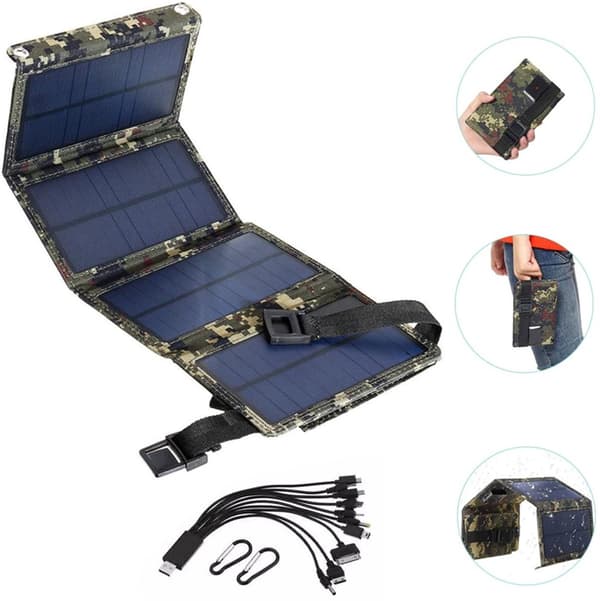 20W USB 5V Solpanel, Foldbar Udendørs Soloplader til Camping, Autocampere, Både, Smartphones, Bærbare Computere, Camouflage