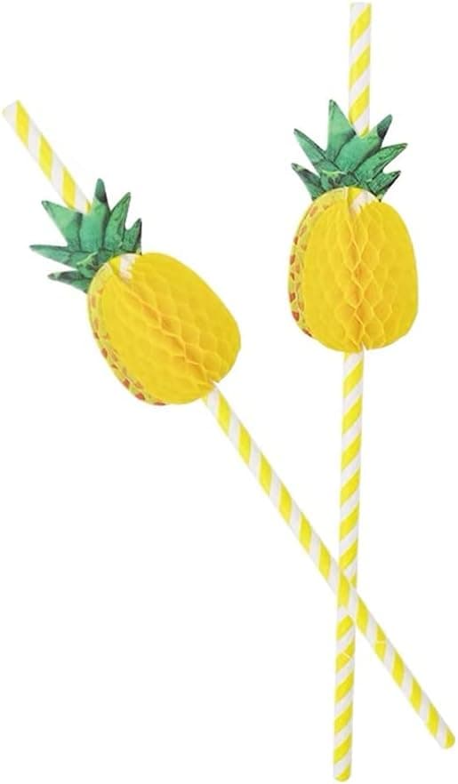 Cocktail Straws, 50 Pieces Cocktail Straws, 3D Pineapple Drinking Straws