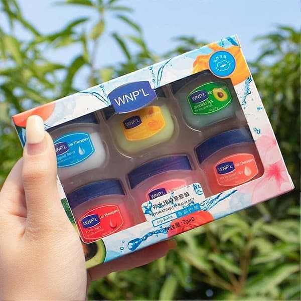 Lip Balm Set for Dry Chapped Lips Moisturizing Shea Butter Moisturizer 7g x 6 Nourishing Protection