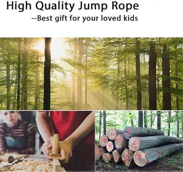 Blått hoppetau for barn med trehåndtak, justerbart 2,6 m julegave
