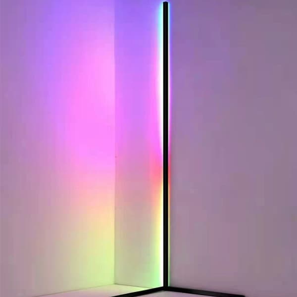 LED gulvlampe hjørnelampe RGB farveskiftende Sort