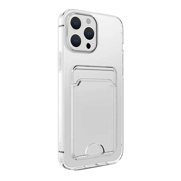 iPhone 15 Pro Max Støtsikkert Deksel med Kortholder - Gjennomsiktig