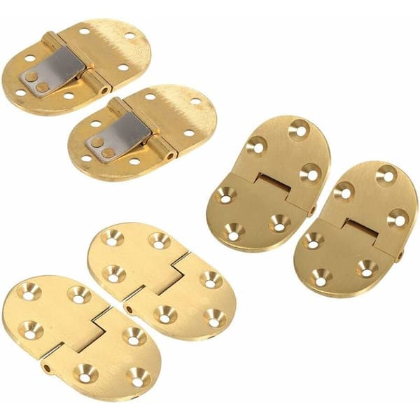 Door Hinge, Solid Brass Butler Tray Hinge 2-1/2cm x 1-1/2cm with Screws Satin Finish for Folding Tables - Gold - 2-Pack