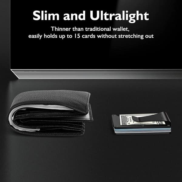 Minimalistisk pung, pengeclips i metal, RFID-blokering