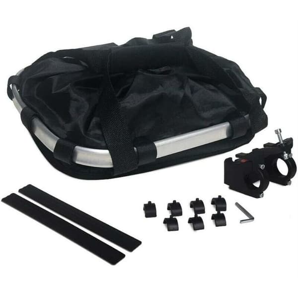 Foldable Aluminum Bicycle Basket - Black, 34x28x25 cm, 1 pc