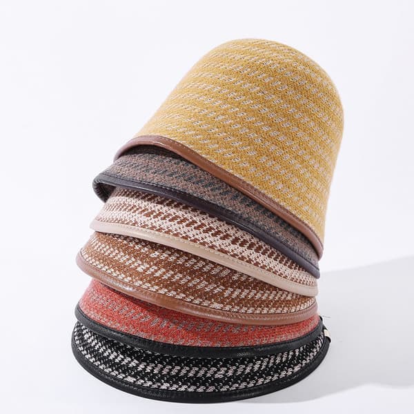 Vinterbøttehat i uld, strikket cloche-hat, varm hæklet hat, udendørs model 3 KLB