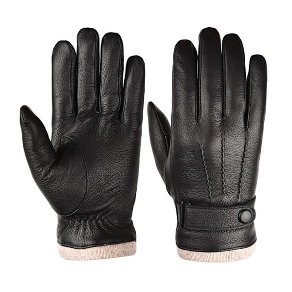 Warm-lined leather gloves for men, winter, outdoor, casual, non-slip, touchscreen, suitable for typing, soft, windproof M M
