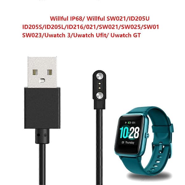 Smartwatch Magnetisk Ladekabel USB-oplader 2-polet til Willful IP68/Willful [DB] 2 stk. 2 pieces