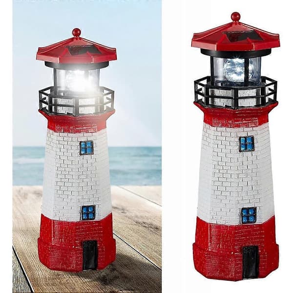 Large Solar Powered Lighthouse Rotating LED Lamp Garden Decoration