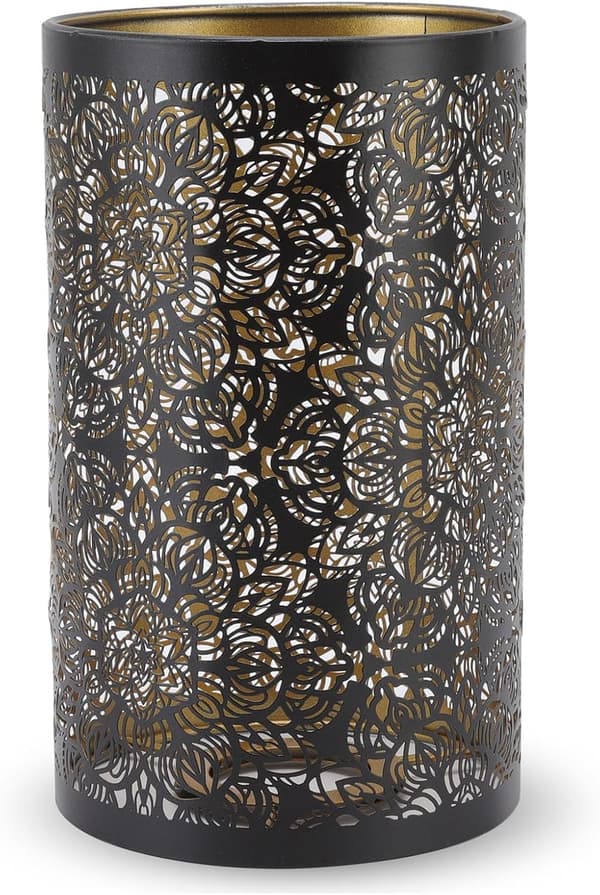 Metal Lampshade Perforated Engraved Metal Removable Cylindrical Round Pattern E27 E26 Decorative Bedside Lampshade Lampshades for Table Lamps