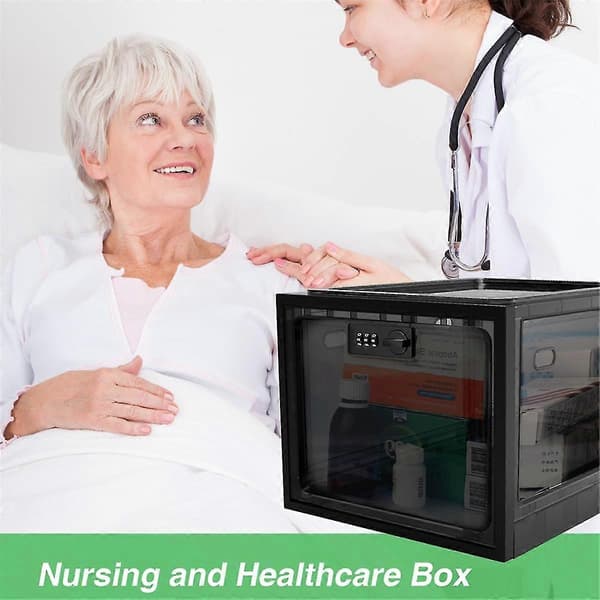 Medical Lock Box, Mobile Phone Lock Box Lockable Storage Box, Refrigerator Food Lock Box Tablet Storage Cabinet, Black