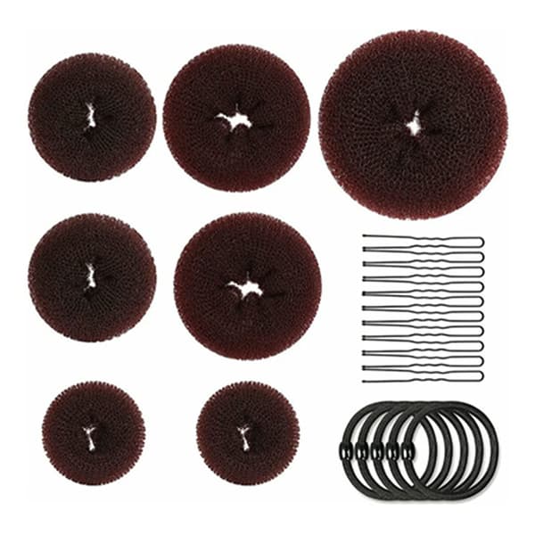 Hårknude Maker Sæt Forskellige Størrelser Elastisk Hår Donut Knude Maker Sæt med Hårbånd og Hårnåle