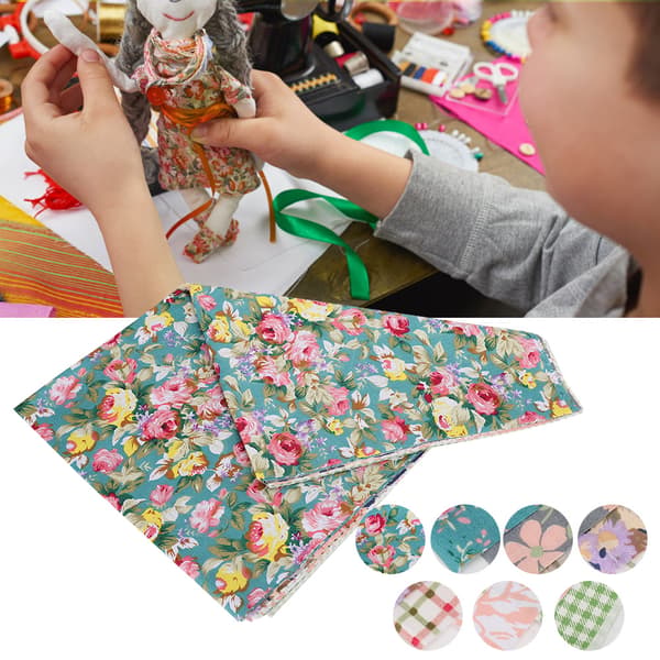 7 pcs Floral Cotton Fabric DIY Handmade Craft Sewing Print Rose Pattern 50x40cm