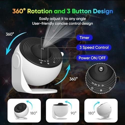 Star Projector with 12 Different Galaxy Patterns White white