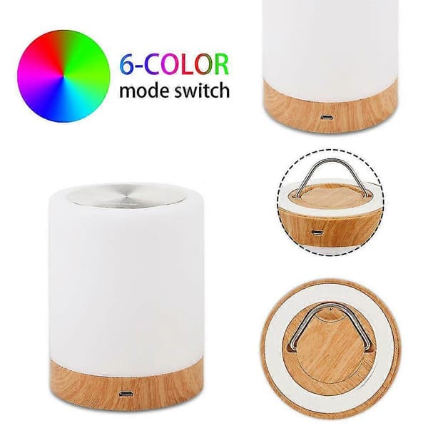 6 farver USB LED Natlampe Sengebord Touch Dæmpbar Lampe