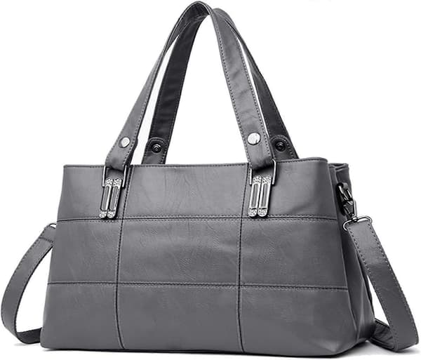 Håndtasker til damer Top Håndtag Læder Skuldertasker Dame Tote Messenger Designer Tasker (Grå)