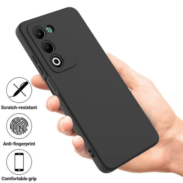 Til Oppo A5 5G Oppo A5 4G Flydende Silikone Cover Telefon Bagside med Håndrem Sort