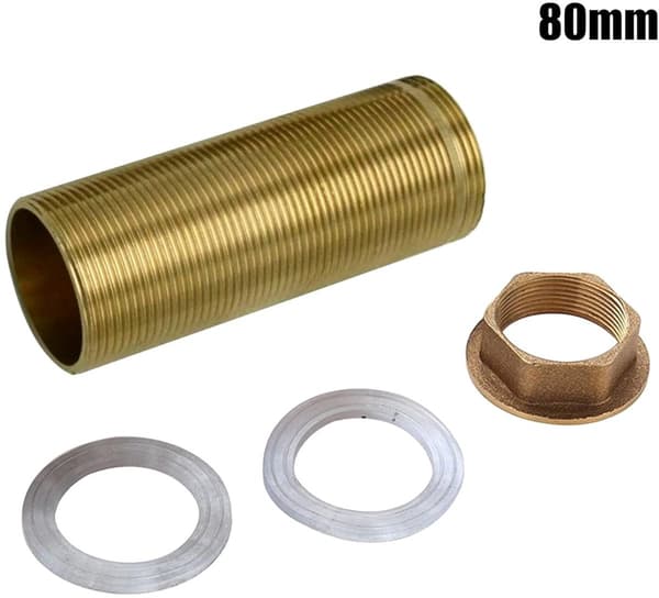Messinkiputkimutterit kuuma- ja kylmävesihanoihin, lukkomutteri (pituus: 80 mm)