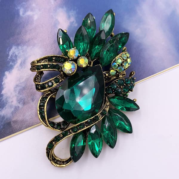 Løv Strass Statement Broche Nål Kjole Smykker Tilbehør