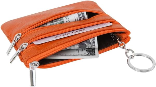 Dam lädermyntväska Mini Pouch Växelplånbok med