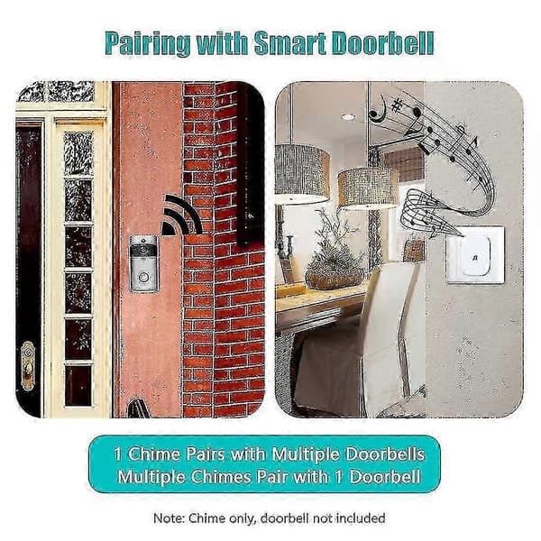 Plug-in Chime for Wireless Video Doorbell Entry Chime with Adjustable Volume Music Selection