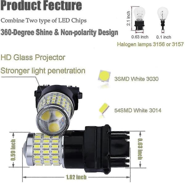 Nyeste 9-30v Super Sterk Lav Effekt 3157 4157 3057 3156 LED-lamper