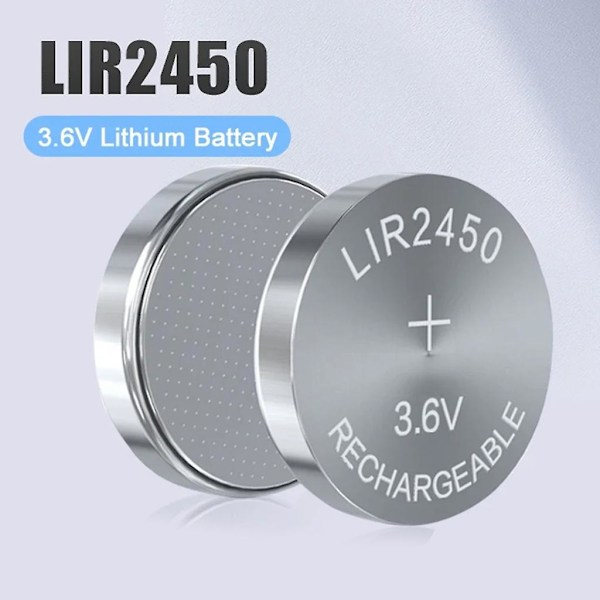 5-pak Lir2450 Lir 2450 3.6V Genopladeligt Lithium Batteri, Erstatning for Cr2450