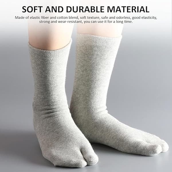 Tåsokker i bomuld, sandal- og yogasokker, åndbare, elastiske, unisex, sort/hvid/grå, 6 par