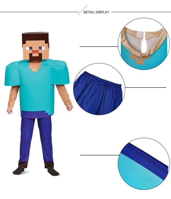 Steve Deluxe Cosplay Børn Cosplay 5 dele L
