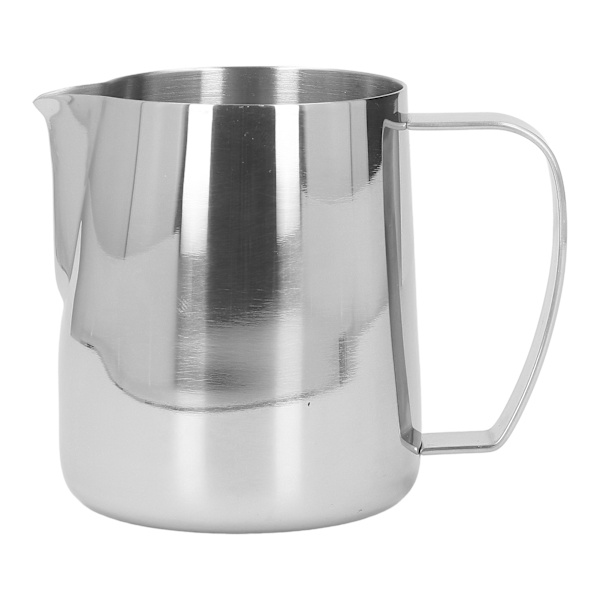 Mælkeskummer, fortykket mælkeskummer i rustfrit stål med tud, mælkedamperkande 450 ml sølv