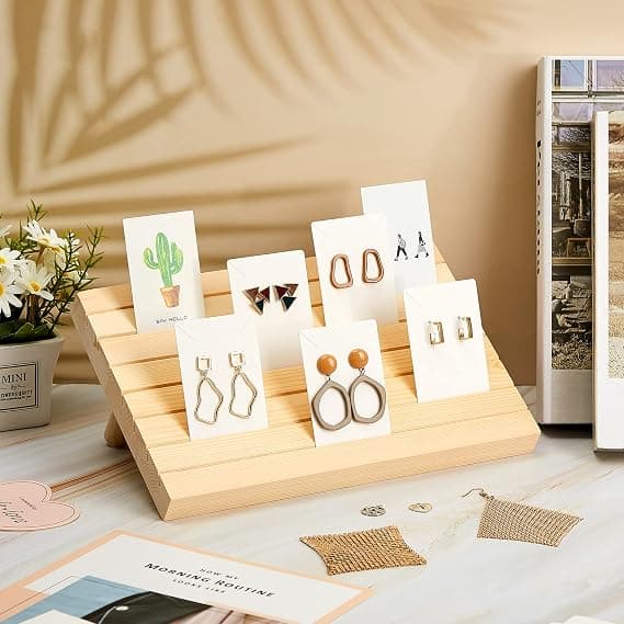Pieces Øreringe Displaystativ i Træ Øreringe Displayholder Øreringe Smykkeudstilling med Øreringe Karton