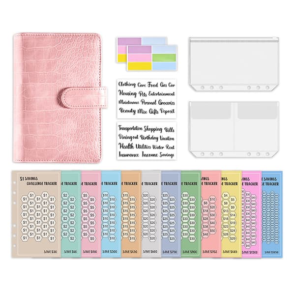 A6 Budget Binder with Cash Envelopes Pink Pink Pink