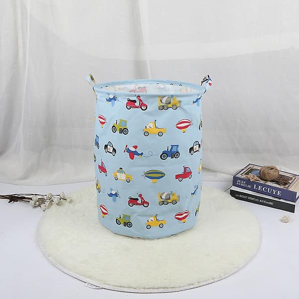 Large Canvas Laundry Basket, Waterproof, Cylindrical, with Handles, Decorative and Practical for Kids