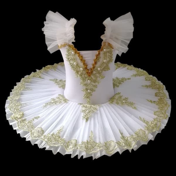Flickans professionella balett-tutu-klänningar Balett vit1 white1 110cm
