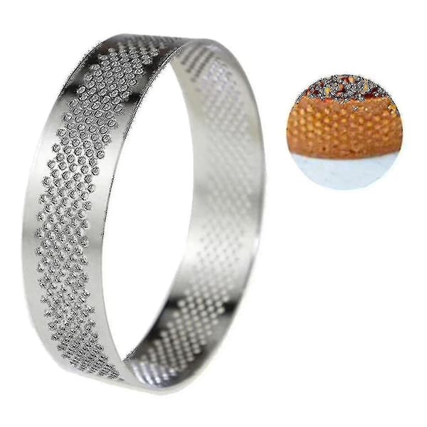 12 stk. 6 cm kageforme i rustfrit stål, kageform, cirkulær udstikker, wienerbrødsring, varmebestandig, perforeret-FX-