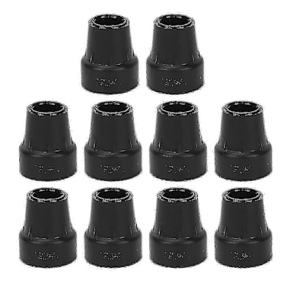 10-pack Crutch Cane Tips Rubber 19mm Inner Diameter Non-slip Universal Heavy Duty Crutch Cane Tips Black