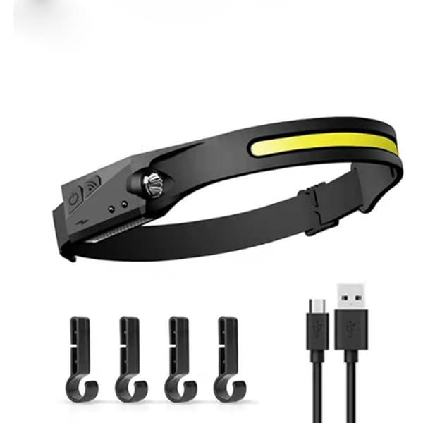 Super Bright 350 Lumen LED Headlamp with Sensor, 6 Modes, Rechargeable, 230° Illumination