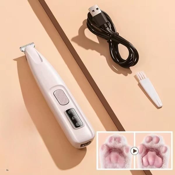 Cordless Pet Hair Trimmer with LED Light - Quiet, Rechargeable White vit Hvid