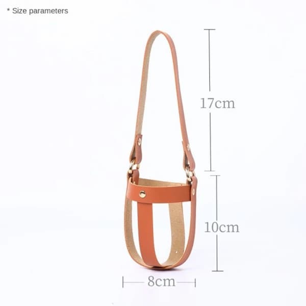 Retro Portable Leather Cup Holder, Coffee Color, 1 Piece