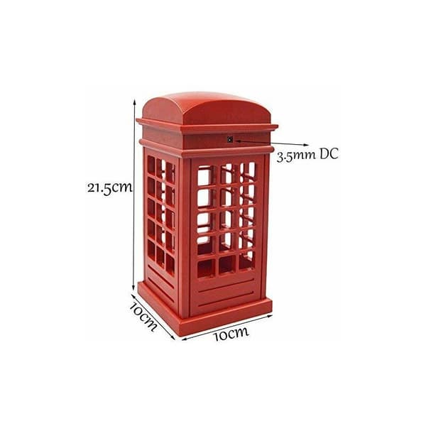 Retro London Telefonboks Lampe Natlampe Nøgle Sensor USB Oplader Sengebords LED Bordlamper