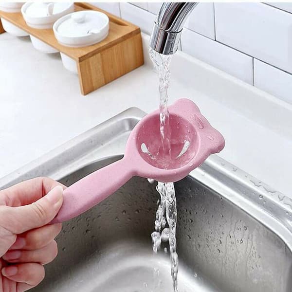 Wheat Straw Egg Yolk White Separator Strainer Net Practical Kitchen Cooking Baking Tool (Pink)