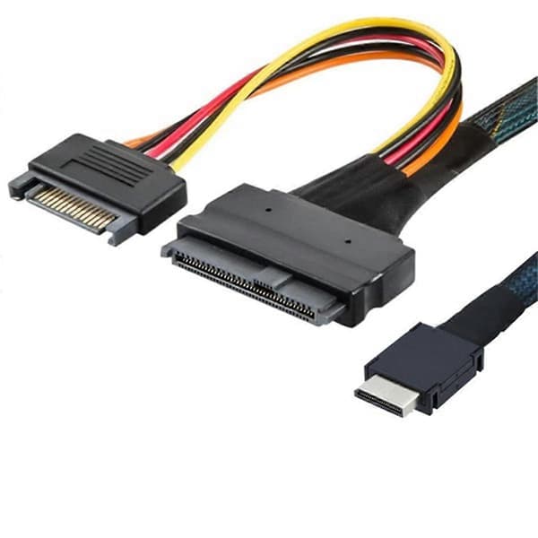 Oculink SFF-8611 4I til PCIe SFF-8639 U.2 NVMe med SATA 15P Han Strøm Serverkabel Computertilbehør