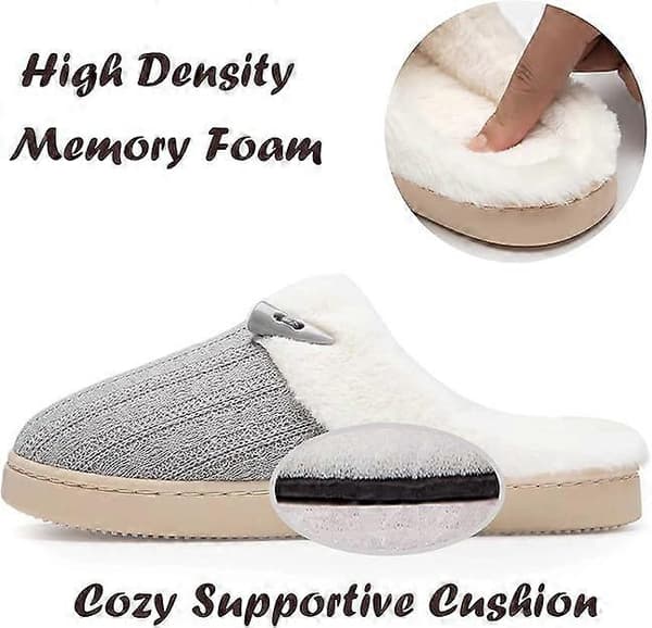 Bekväma tofflor med memory foam, fluffiga sovrumstofflor, halkfria innetofflor för hemmet