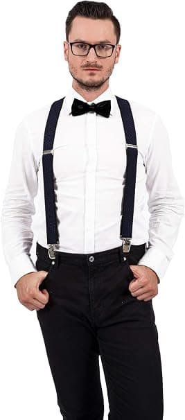 Dark Curry Striped Men's Harness Suspender One Size Fits All X Style