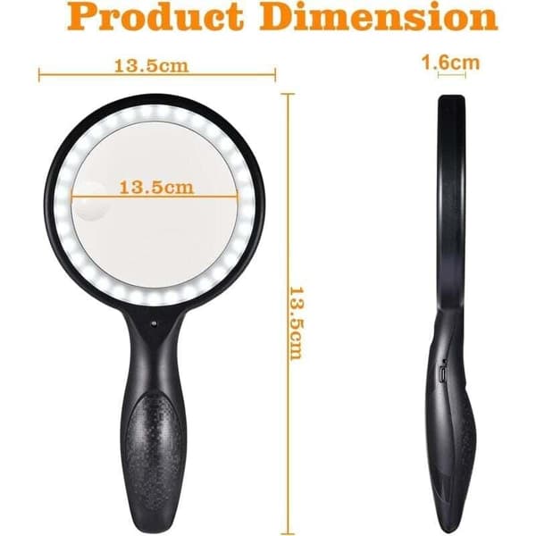 30X 60X LED Magnifying Glass with 33 Lights - USB Rechargeable Reading Magnifier for Seniors