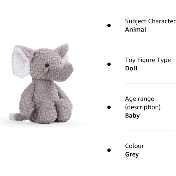 Elefant kosedyr, 35 cm dukke fylt dyr barnas koseleke bursdag, Liten grå elefant