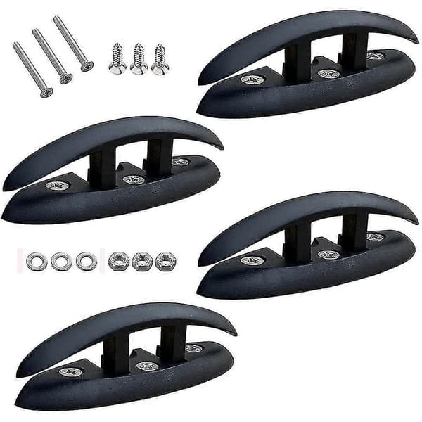 Foldable Cleat, 4 Pcs 5 Inch Pop-Up Dock Cleat Marine Grade Nylon (Black) with Long and Short Screws