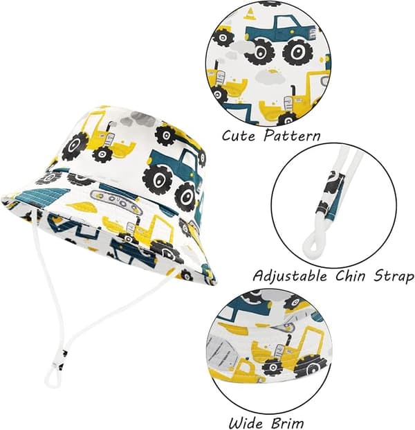 Summer Sun Hat, Pure Cotton Beach Hat, Unisex Cartoon Animal and Fruit Pattern Deep Excavator Deep excavator