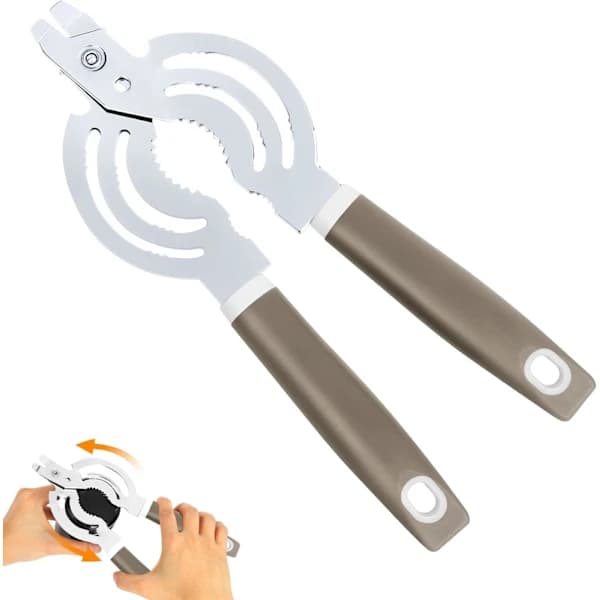 Multifunktionel dåseåbner til ældre, dåseåbner i rustfrit stål, let at dreje flaskeåbner til ældre