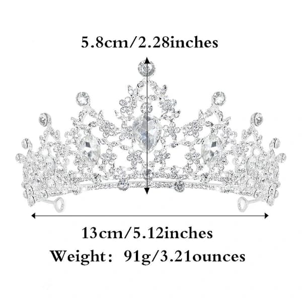 Dronningekrone og Tiara Prinsessekrone til Kvinder og Piger Krystal Hårbøjle til Brud